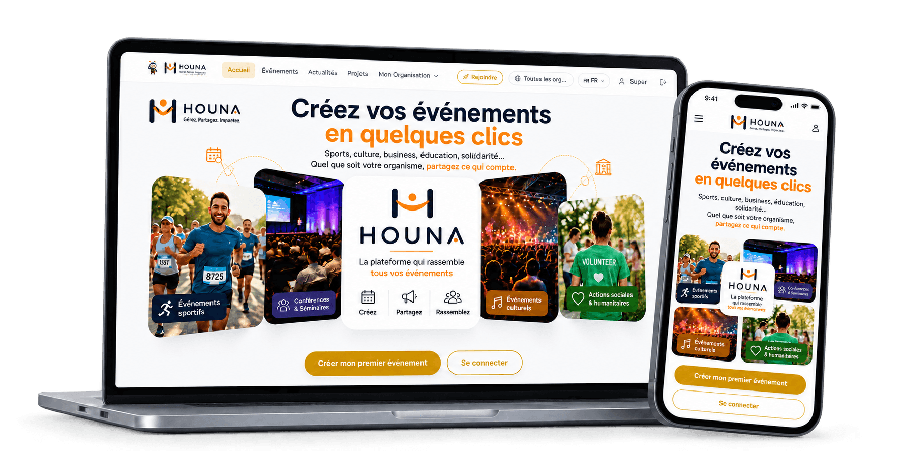 Houna — créez vos événements sur ordinateur et sur mobile