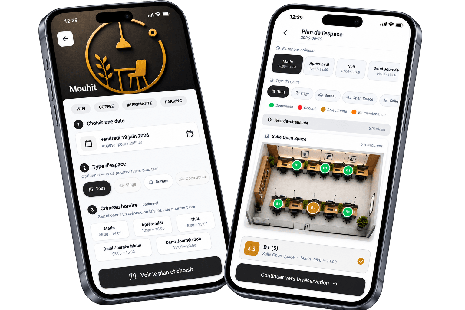 Application mobile Mouhit : recherche d’espace et réservation