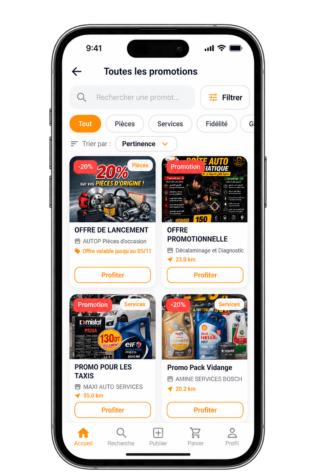 Application Carways : toutes les promotions, avec recherche, filtres et offres