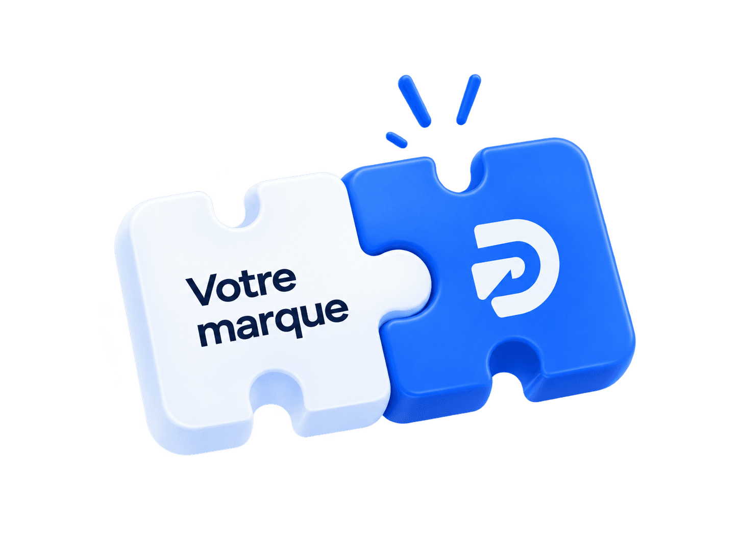 Deux pièces de puzzle assemblées : votre marque et Dotways