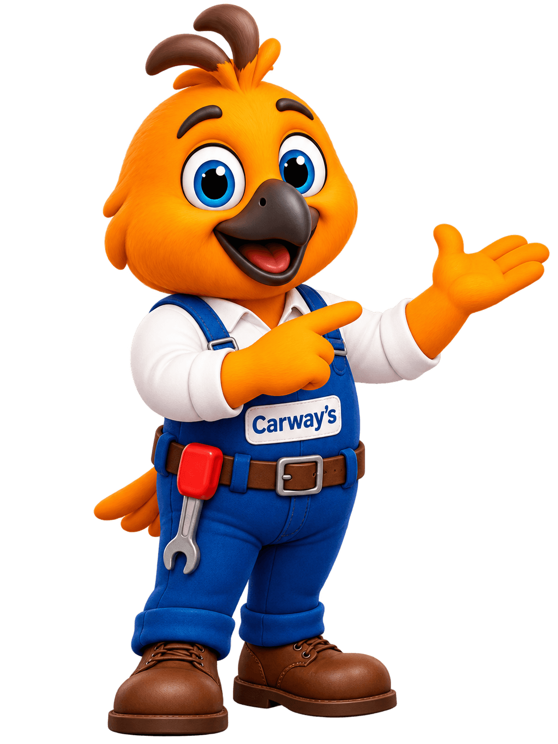 Hedhud, la mascotte Carways, oiseau mécanicien en salopette