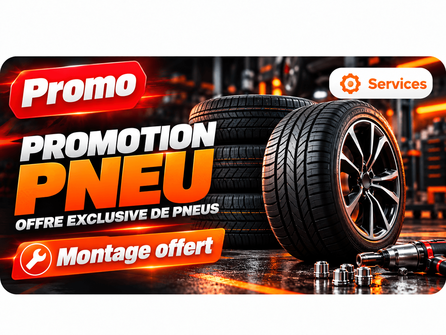 Promotion pneus, offre exclusive avec montage offert