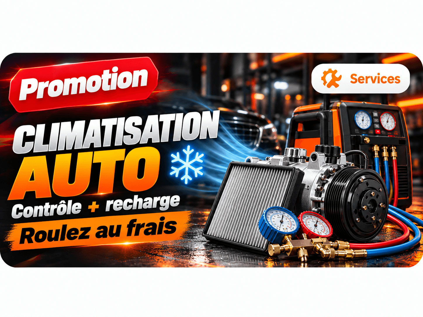 Promotion climatisation auto, contrôle et recharge