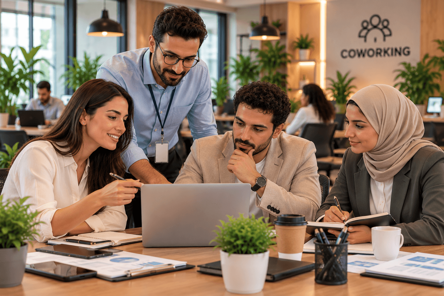 Équipe travaillant ensemble dans un espace de coworking