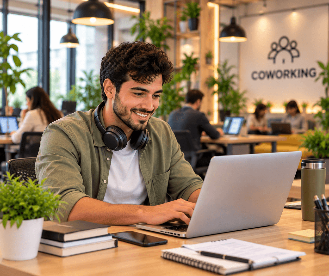 Membre travaillant dans un espace de coworking