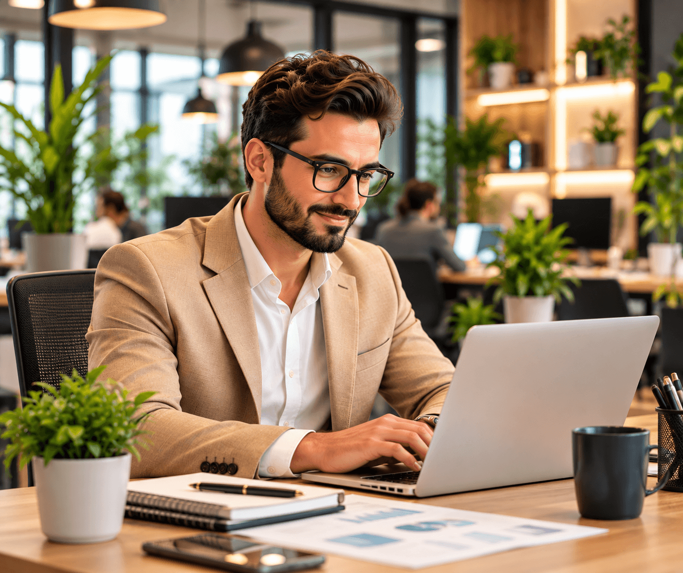 Administrateur consultant la plateforme depuis un espace de coworking
